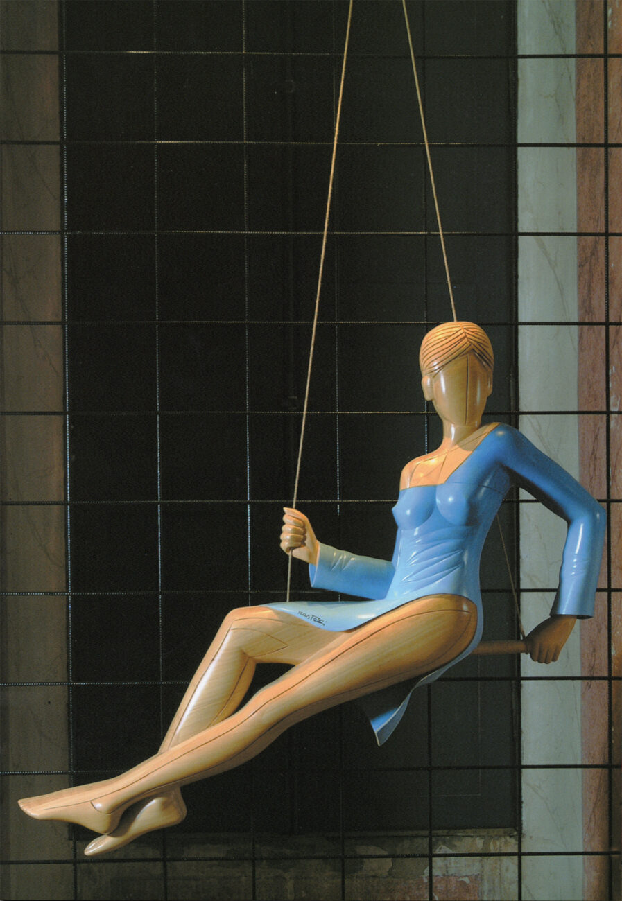 2001 donna sull'altalena cm.130x130
