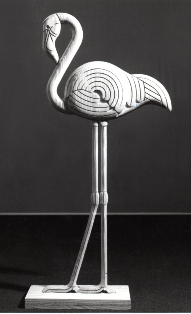 82 1979 fenicottero scultura lignea