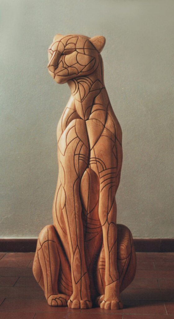 1985 ghepardo, scultura lignea