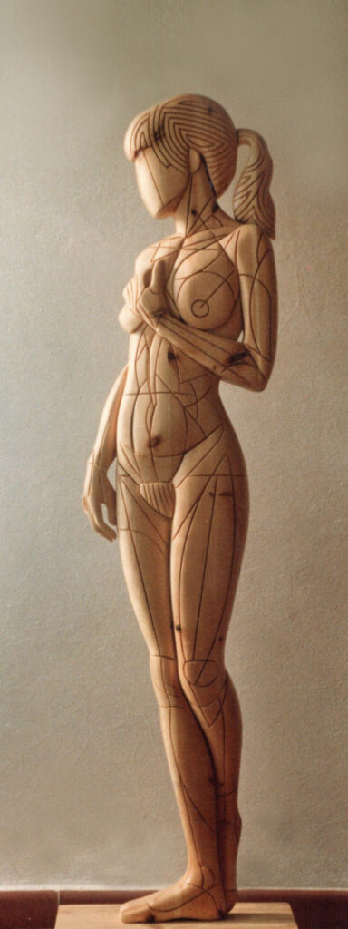 1986 nudo, scultura lignea