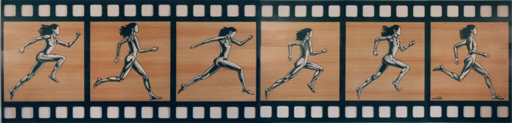1989 corsa su pellicola, legno dipinto, Cinema Universale Genova