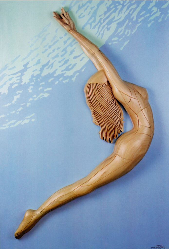 1997 nuotatrice nel mare, cm.130x190