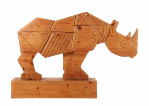 1976 rinoceronte, scultura lignea